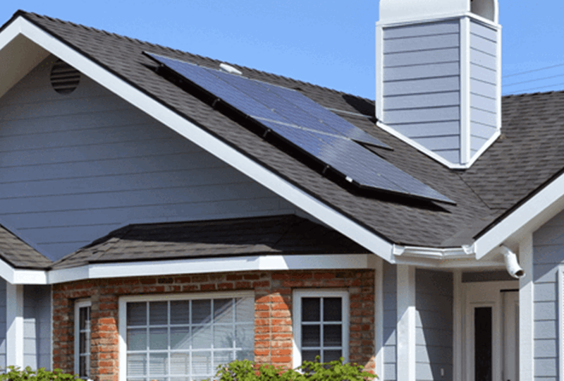 An energy-efficient house with solar panels 