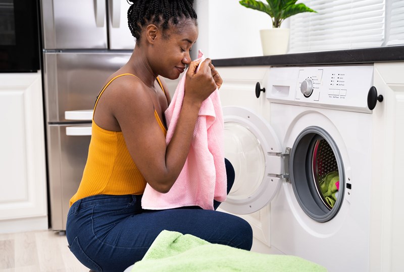 A woman washing her laundry